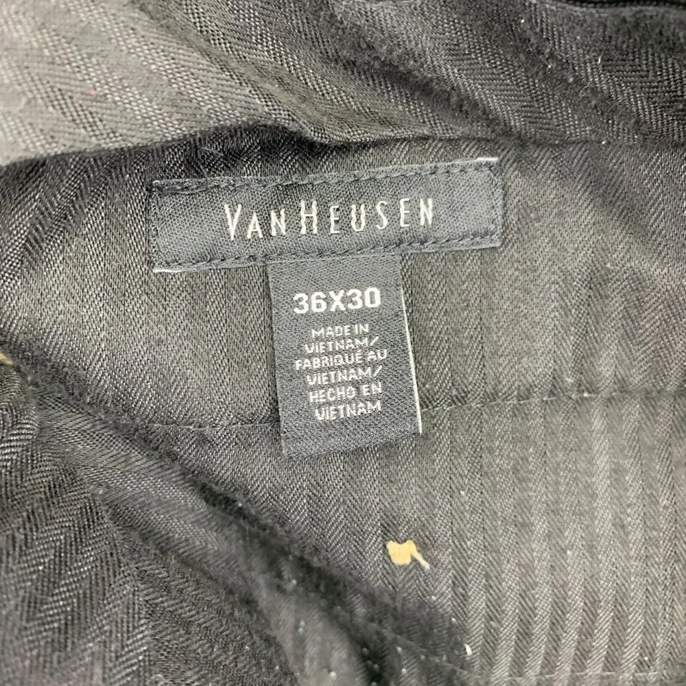 Van Heusen Pants Mens Size 36 Tan Mid-Rise Slash Pocket Straight Leg Stretch‎